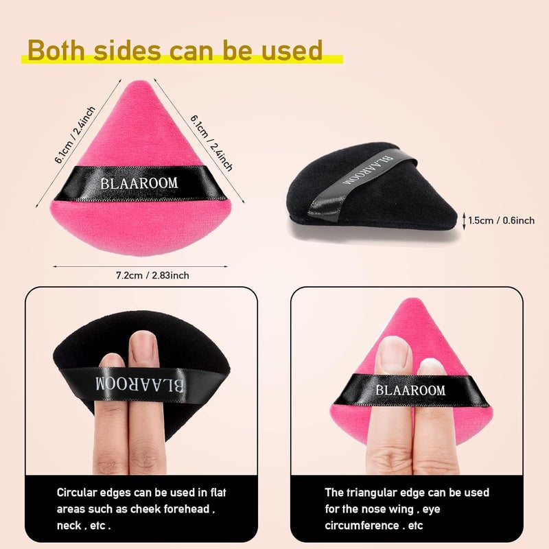 BLAAROOM 12 Pieces Velour Pure Cotton Powder Puff Face Makeup Triangle Powder Puffs for Loose Powder Wet Dry Cosmetic Foundation Beauty Sponge Makeup Tools -Black Rose Red - Image 5